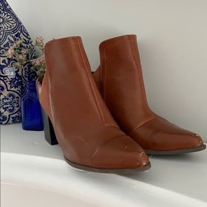 Brown open back heels